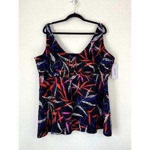 SwimSuits for all women's plus 30 black red‎ blue v-neck tankini swim top NWT